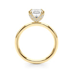 LUMEO Emerald Hidden Halo Diamond Engagement Ring Side View in 18k Solid Yellow Gold 