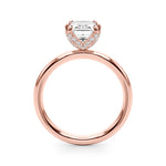 LUMEO Emerald Hidden Halo Diamond Engagement Ring Side View in 18k Solid Rose Gold 