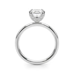 LUMEO Emerald Hidden Halo Diamond Engagement Ring Side View in Platinum 