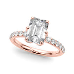 LUMEO Emerald Hidden Halo Diamond Engagement Ring Front View in 18k Solid Rose Gold 
