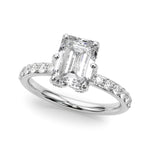 LUMEO Emerald Hidden Halo Diamond Engagement Ring Front View in Platinum 