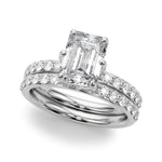 LUMEO Emerald Hidden Halo Diamond Engagement Ring Set in Platinum 