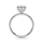 LUMEO Emerald Hidden Halo Diamond Engagement Ring Side View in Platinum 