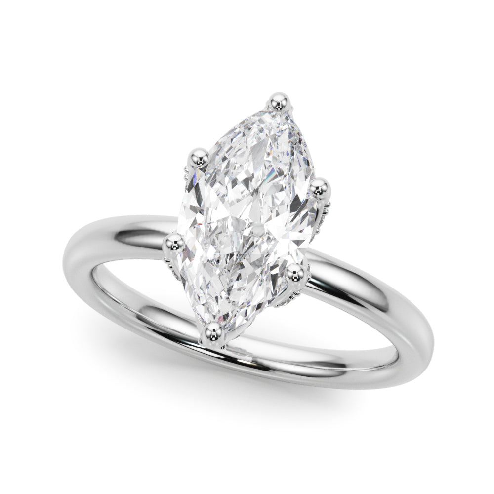 LUMEO Marquise Hidden Halo Diamond Engagement Ring Front View in Platinum 