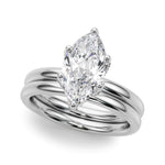 LUMEO Marquise Hidden Halo Diamond Engagement Ring Set in Platinum 