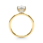 LUMEO Marquise Hidden Halo Diamond Engagement Ring Side View in 18k Solid Yellow Gold 