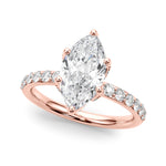 LUMEO Marquise Hidden Halo Diamond Engagement Ring Front View in 18k Solid Rose Gold 