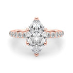 LUMEO Marquise Hidden Halo Diamond Engagement Ring Angle View in 18k Solid Rose Gold 