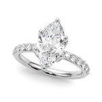 LUMEO Marquise Hidden Halo Diamond Engagement Ring Front View in Platinum 