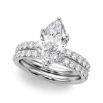 LUMEO Marquise Hidden Halo Diamond Engagement Ring Set in Platinum 