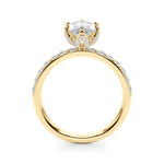 LUMEO Marquise Hidden Halo Diamond Engagement Ring Side View in 18k Solid Yellow Gold 
