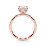 LUMEO Marquise Hidden Halo Diamond Engagement Ring Side View in 18k Solid Rose Gold 