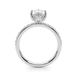 LUMEO Marquise Hidden Halo Diamond Engagement Ring Side View in Platinum 