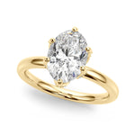 LUMEO Oval Hidden Halo Diamond Engagement Ring Front View in 18k Solid Yellow Gold 