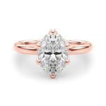 LUMEO Oval Hidden Halo Diamond Engagement Ring Angle View in 18k Solid Rose Gold 