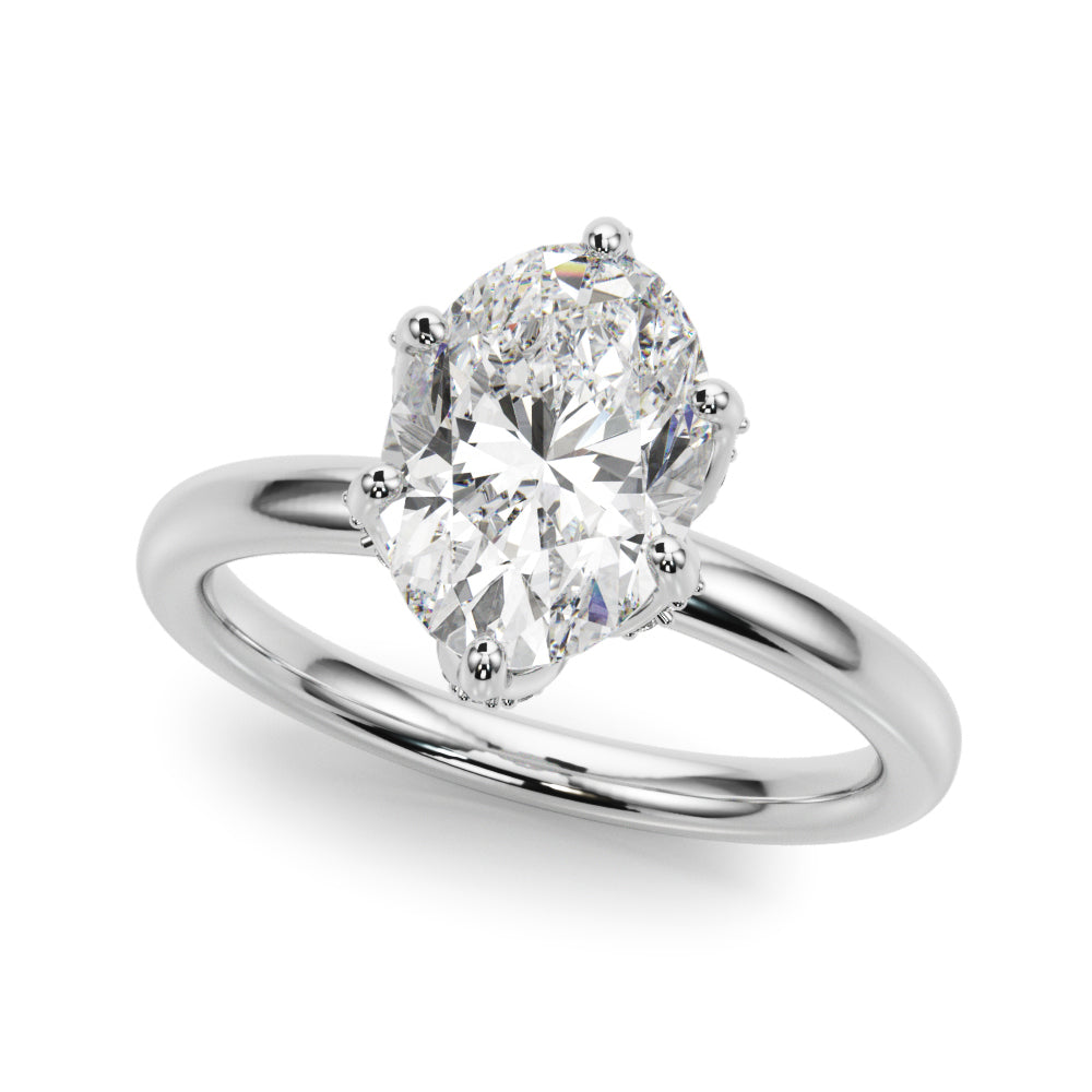 LUMEO Oval Hidden Halo Diamond Engagement Ring Front View in Platinum 