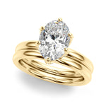 LUMEO Oval Hidden Halo Diamond Engagement Ring Set in 18k Solid Yellow Gold 