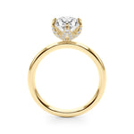 LUMEO Oval Hidden Halo Diamond Engagement Ring Side View in 18k Solid Yellow Gold 