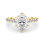 LUMEO Oval Hidden Halo Diamond Engagement Ring Angle View in 18k Solid Yellow Gold 