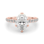 LUMEO Oval Hidden Halo Diamond Engagement Ring Angle View in 18k Solid Rose Gold 
