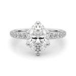 LUMEO Oval Hidden Halo Diamond Engagement Ring Angle View in Platinum 
