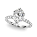 LUMEO Oval Hidden Halo Diamond Engagement Ring Front View in Platinum 