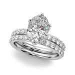 LUMEO Oval Hidden Halo Diamond Engagement Ring Set in Platinum 