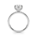 LUMEO Oval Hidden Halo Diamond Engagement Ring Side View in Platinum 