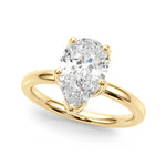 LUMEO Pear Hidden Halo Diamond Engagement Ring Front View in 18k Solid Yellow Gold 