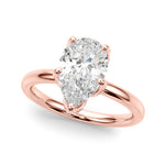 LUMEO Pear Hidden Halo Diamond Engagement Ring Front View in 18k Solid Rose Gold 