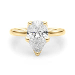 LUMEO Pear Hidden Halo Diamond Engagement Ring Angle View in 18k Solid Yellow Gold 
