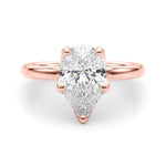 LUMEO Pear Hidden Halo Diamond Engagement Ring Angle View in 18k Solid Rose Gold 