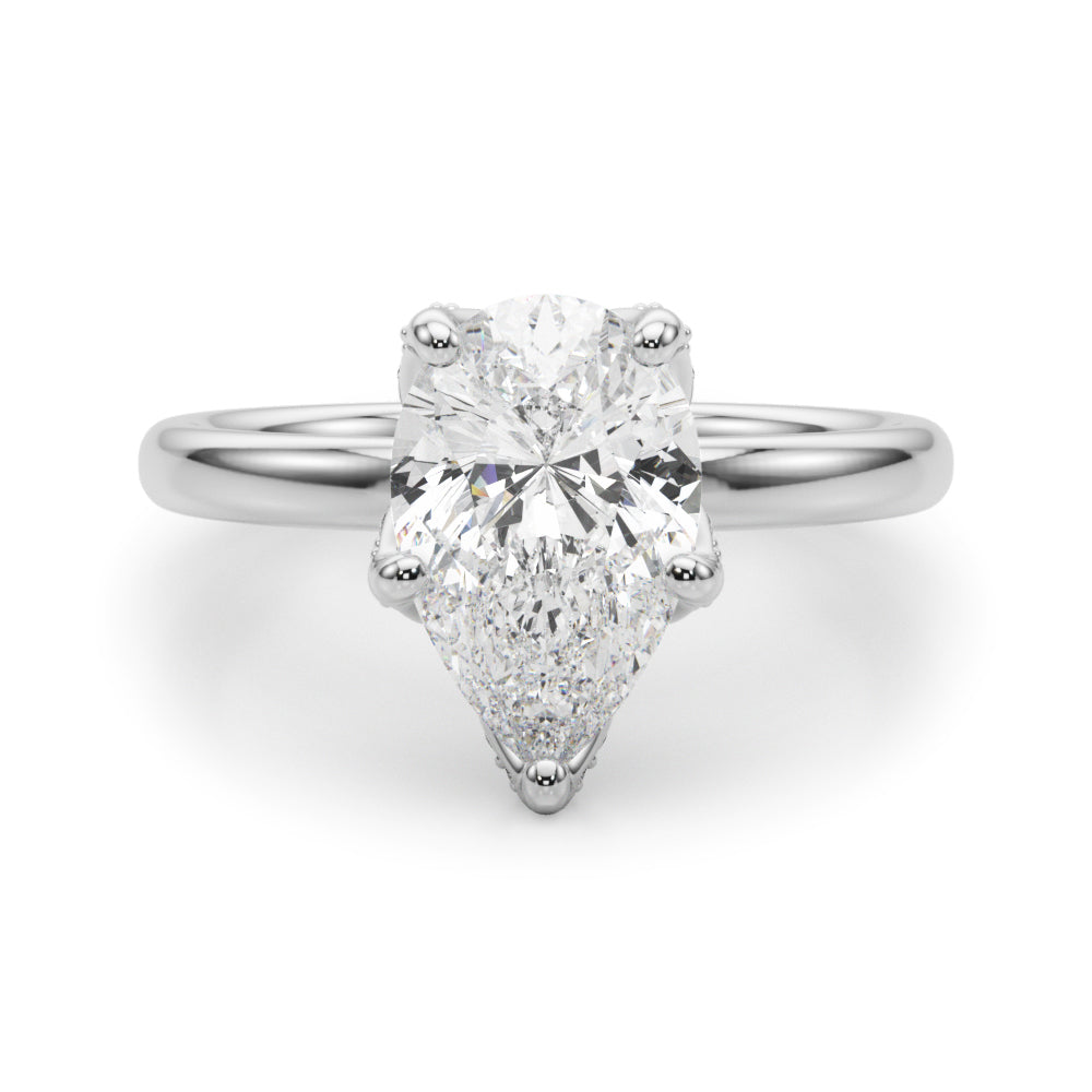LUMEO Pear Hidden Halo Diamond Engagement Ring Angle View in Platinum 