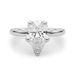 LUMEO Pear Hidden Halo Diamond Engagement Ring Angle View in Platinum 