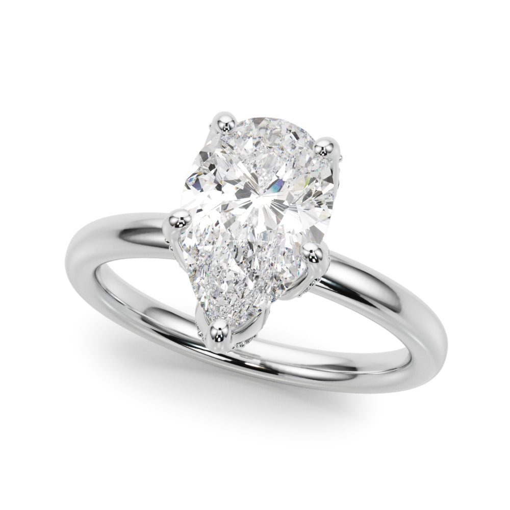 LUMEO Pear Hidden Halo Diamond Engagement Ring Front View in Platinum 