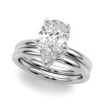 LUMEO Pear Hidden Halo Diamond Engagement Ring Set in Platinum 