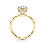 LUMEO Pear Hidden Halo Diamond Engagement Ring Side View in 18k Solid Yellow Gold 