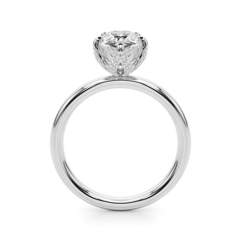 LUMEO Pear Hidden Halo Diamond Engagement Ring Side View in Platinum 