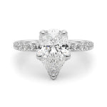 LUMEO Pear Hidden Halo Diamond Engagement Ring Angle View in Platinum 