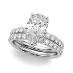 LUMEO Pear Hidden Halo Diamond Engagement Ring Set in Platinum 