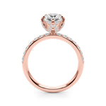 LUMEO Pear Hidden Halo Diamond Engagement Ring Side View in 18k Solid Rose Gold 