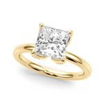 LUMEO Princess Hidden Halo Diamond Engagement Ring Front View in 18k Solid Yellow Gold 