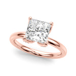 LUMEO Princess Hidden Halo Diamond Engagement Ring Front View in 18k Solid Rose Gold 