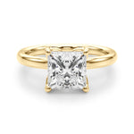 LUMEO Princess Hidden Halo Diamond Engagement Ring Angle View in 18k Solid Yellow Gold 