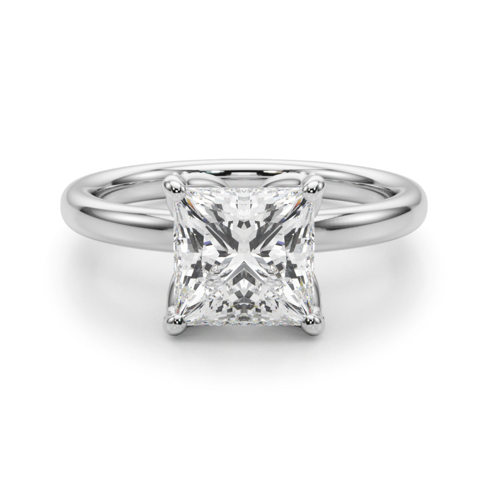 LUMEO Princess Hidden Halo Diamond Engagement Ring Angle View in Platinum 