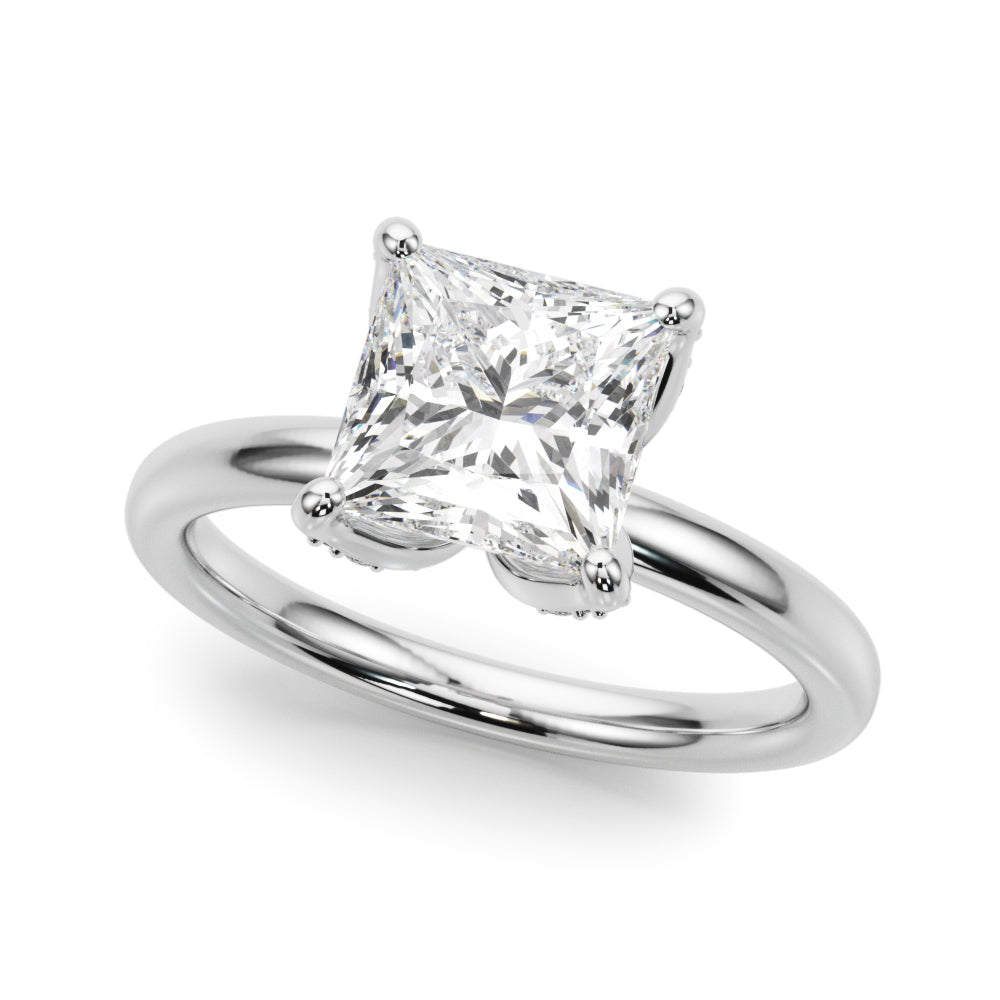 LUMEO Princess Hidden Halo Diamond Engagement Ring Front View in Platinum 