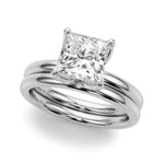 LUMEO Princess Hidden Halo Diamond Engagement Ring Set in Platinum 