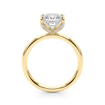 LUMEO Princess Hidden Halo Diamond Engagement Ring Side View in 18k Solid Yellow Gold 