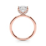 LUMEO Princess Hidden Halo Diamond Engagement Ring Side View in 18k Solid Rose Gold 