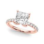 LUMEO Princess Hidden Halo Diamond Engagement Ring Front View in 18k Solid Rose Gold 